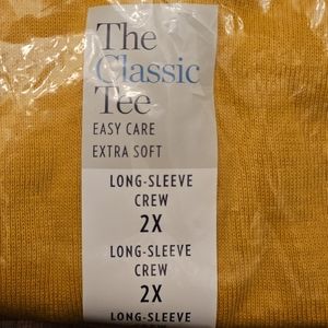 Croft & Barrow Classic Tee Top Shirt Long Sleeve Crew Gold Yellow 2X New NWT